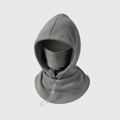 Close-up of adjustable drawcord on cream winter hood