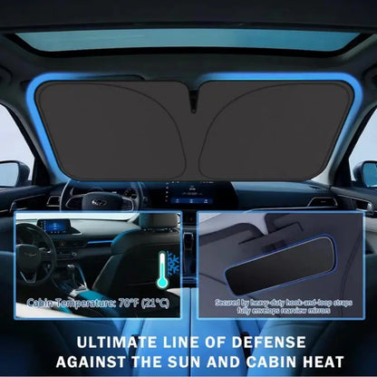 2PCS Holographic Car Windshield Sunshade – Foldable Anti-UV Front Window Sun Shade | Triple-Layer Heat Protection | Universal Fit for Sedan, SUV & Truck