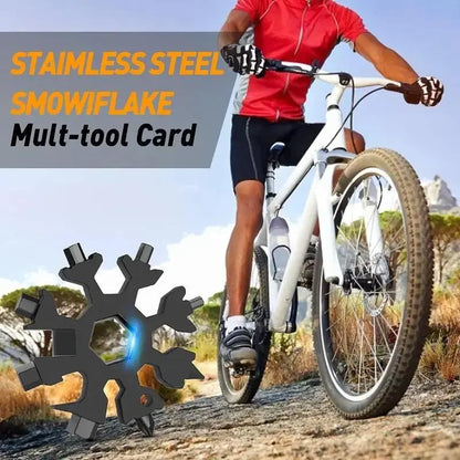18-in-1 Snowflake Multi-Tool – Stainless Steel Portable Wrench, Screwdriver & Bottle Opener | Survival Gadget for Outdoor Adventures