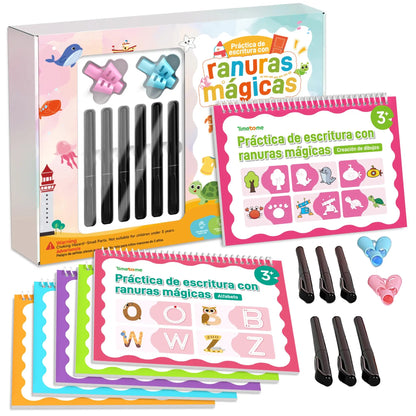 TIMETOME Reusable Grooved Handwriting Workbook for Kids – 6-Book Set