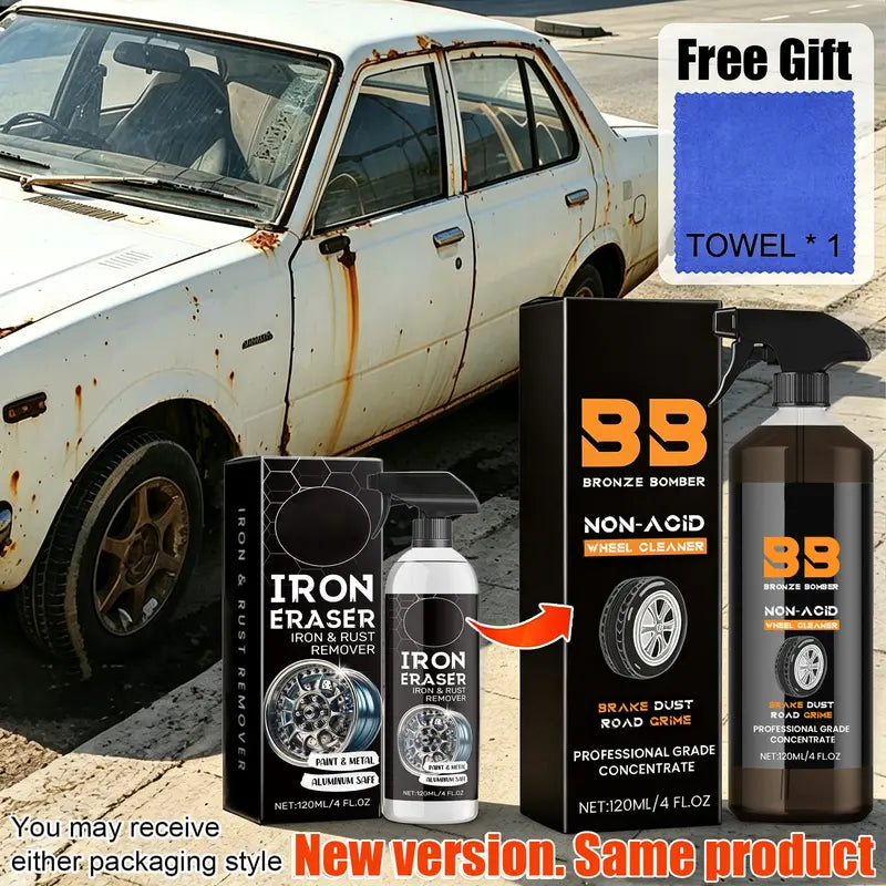 Automotive Rust Remover Spray 120ML – Fast-Acting Iron & Rust Cleaner for Wheels, Rims & All Metal Surfaces – Premium Car Detailing Chemicals, Safe for Most Automotive Finishes, Cars & Motorcycles