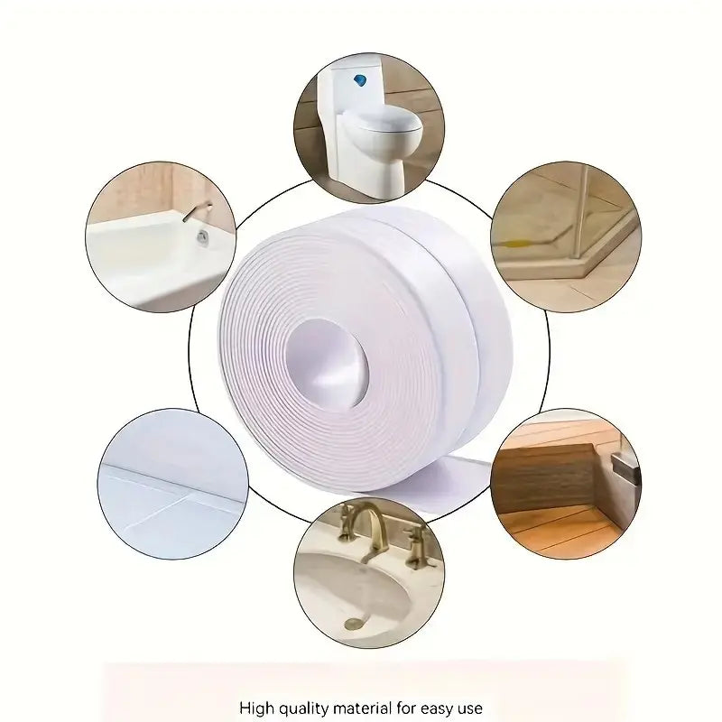 HOTYPXQ Self-Adhesive White Caulk Tape – Waterproof PE Sealant Strip