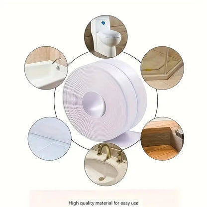 HOTYPXQ Self-Adhesive White Caulk Tape – Waterproof PE Sealant Strip