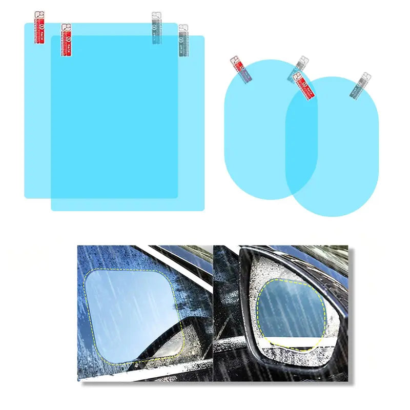 4PCS Car Rearview Mirror Rainproof Film – HD Nano Coating Anti-Fog Waterproof Protective Sticker for Side Mirrors | Fits Cars, Trucks & SUVs